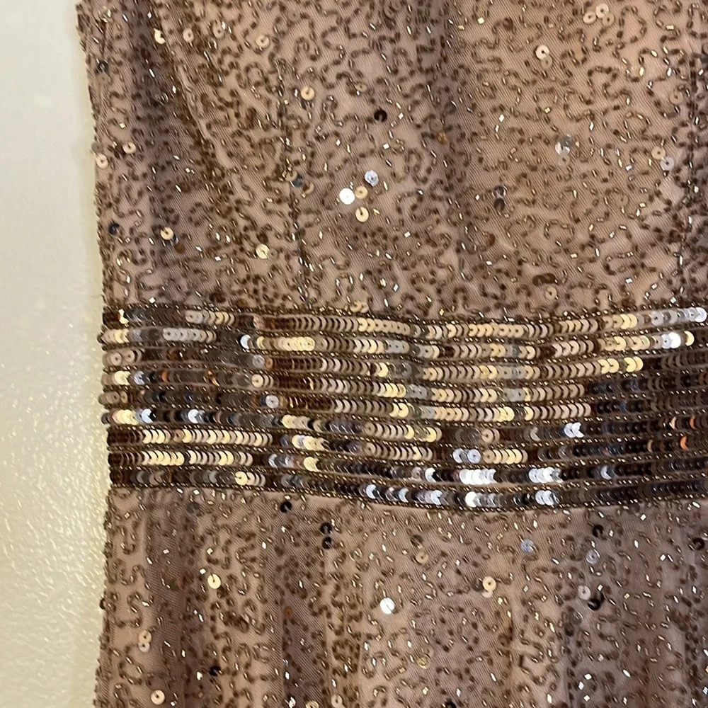 Ashley Lauren | Blush Pink fit n flare beaded & sequins Women’s size 2 sparkly - Picture 2 of 12